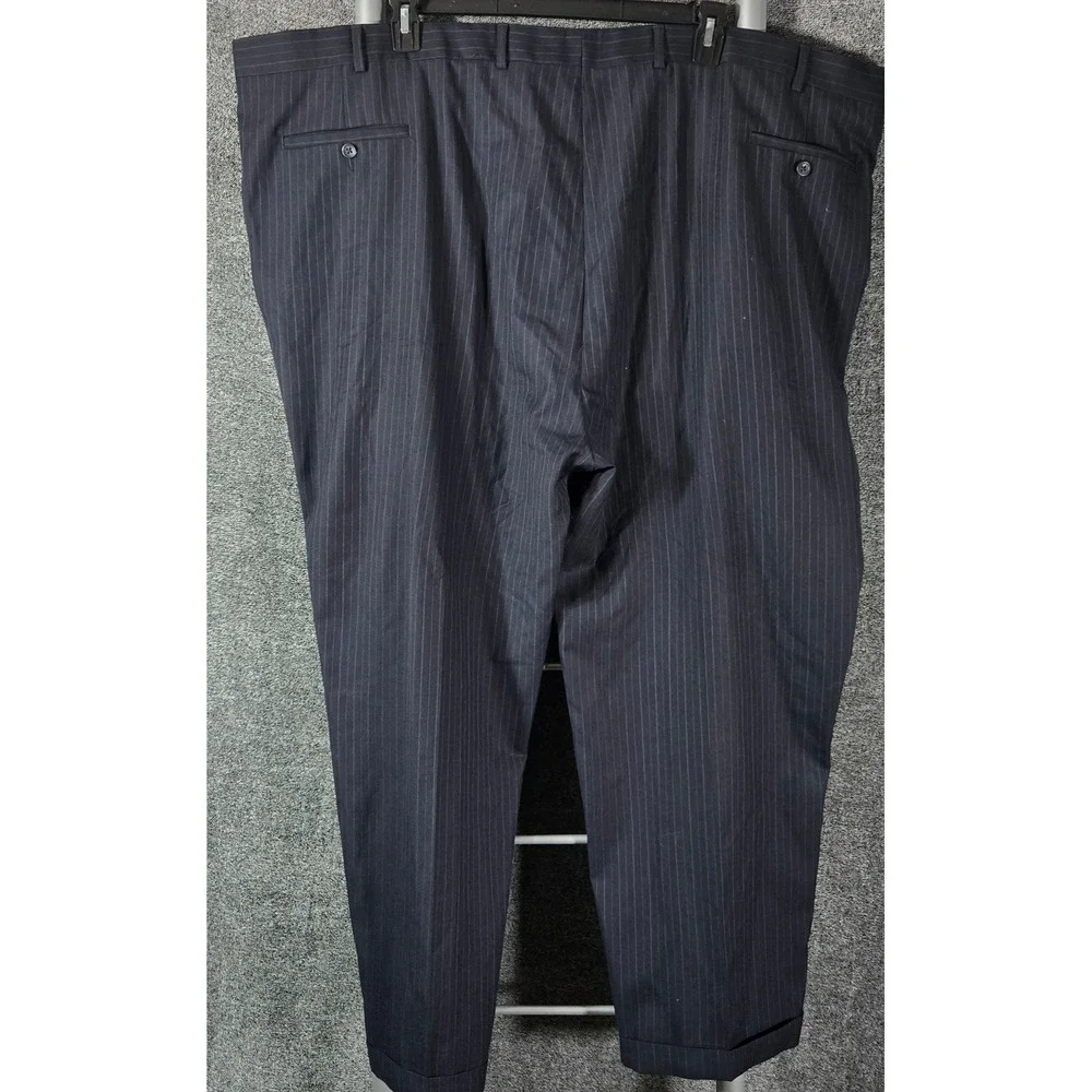 Joseph & Feiss Gold Super 120s Navy Pinstripe Suit 2-Button Pleated Cuffed 52x29